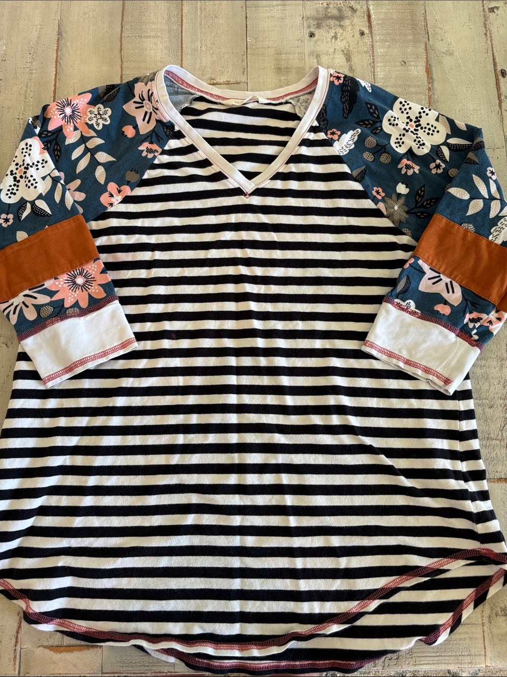 Matilda Jane Find Your Own Path Home Run Floral Henley Tee